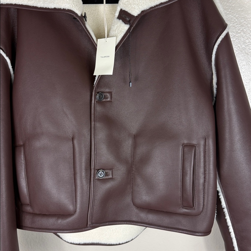 Tularosa Margot Reversible Jacket in Cream & Dark Brown - Picture 7 of 11